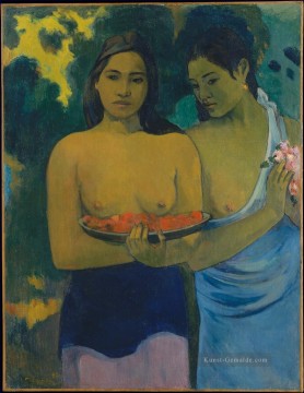 Zwei Tahitian Frauen mit Mango Blüten Beitrag Impressionismus Primitivismus Paul Gauguin Ölgemälde